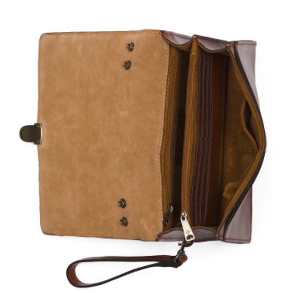 Patricia Nash Leather Lanza Crossbody Organizer with Cut-out Denim Tooling - Picture 2 of 13